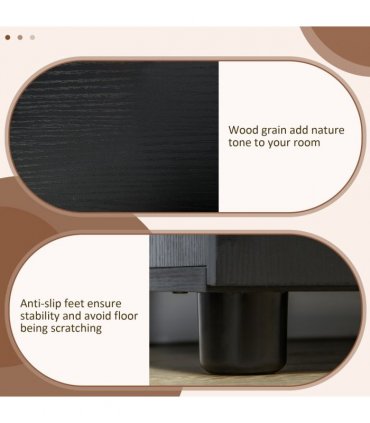 Office Storage Cabinet 2-Tier Locking Black Particle Board 80x80x40cm