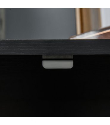 Office Storage Cabinet 2-Tier Locking Black Particle Board 80x80x40cm