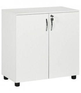 Office Storage Cabinet 2-Tier Locking File Organisation White Particle Board
