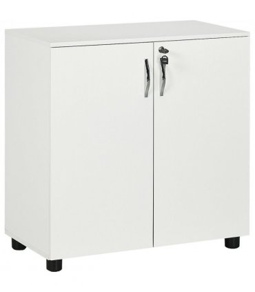 Office Storage Cabinet 2-Tier Locking File Organisation White Particle Board