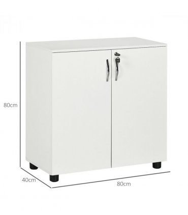 Office Storage Cabinet 2-Tier Locking File Organisation White Particle Board