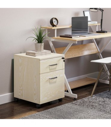 Filing Cabinet Oak 55.6H x 40W x 45Dcm 2-Drawer Locking Office Storage Vinsetto