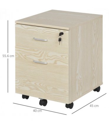 Filing Cabinet Oak 55.6H x 40W x 45Dcm 2-Drawer Locking Office Storage Vinsetto