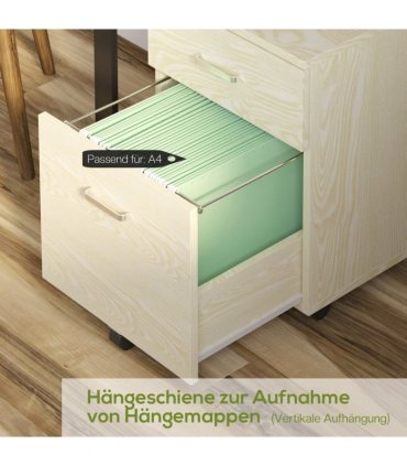Filing Cabinet Oak 55.6H x 40W x 45Dcm 2-Drawer Locking Office Storage Vinsetto