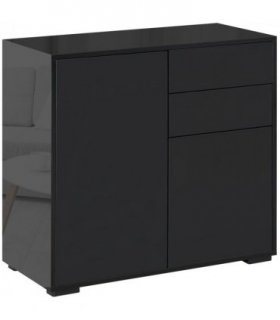 Side Cabinet with 2 Door Cabinet and 2 Drawer for Home Office Black