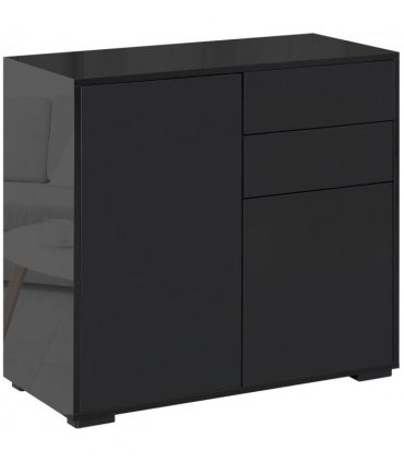 Side Cabinet with 2 Door Cabinet and 2 Drawer for Home Office Black