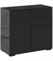 Side Cabinet with 2 Door Cabinet and 2 Drawer for Home Office Black