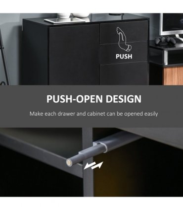 Side Cabinet with 2 Door Cabinet and 2 Drawer for Home Office Black