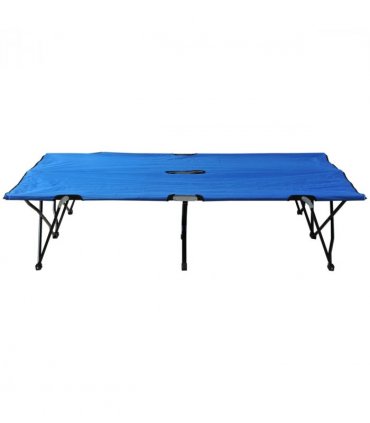 Double Camping Folding Cot Outdoor Portable Sunbed w/ Carry Bag, Blue Outsunny