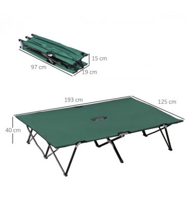 Double Camping Folding Cot Outdoor Portable Sunbed Carry Bag, Green Outsunny