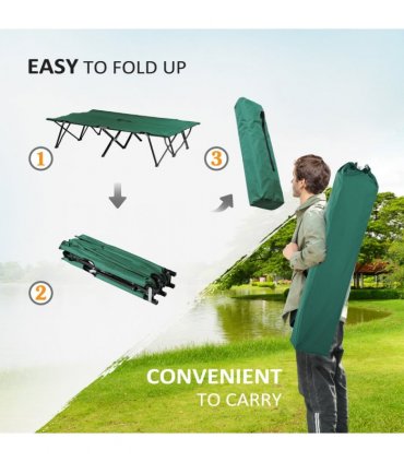 Double Camping Folding Cot Outdoor Portable Sunbed Carry Bag, Green Outsunny
