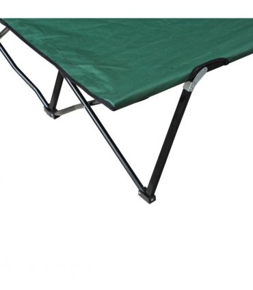 Double Camping Folding Cot Outdoor Portable Sunbed Carry Bag, Green Outsunny