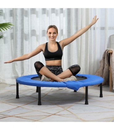 96 cm Foldable Mini Fitness Trampoline Exercise Rebounder Jumper, Blue HOMCOM
