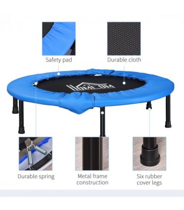 96 cm Foldable Mini Fitness Trampoline Exercise Rebounder Jumper, Blue HOMCOM