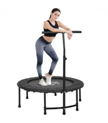 Mini Trampoline Black Steel Oxford Fabric PE 101L x 101W x 116-132H cm