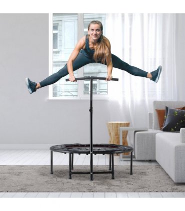 Mini Trampoline Black Steel Oxford Fabric PE 101L x 101W x 116-132H cm