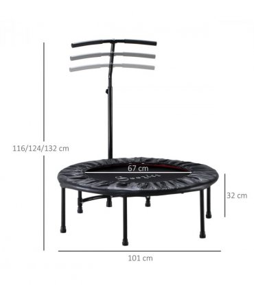 Mini Trampoline Black Steel Oxford Fabric PE 101L x 101W x 116-132H cm