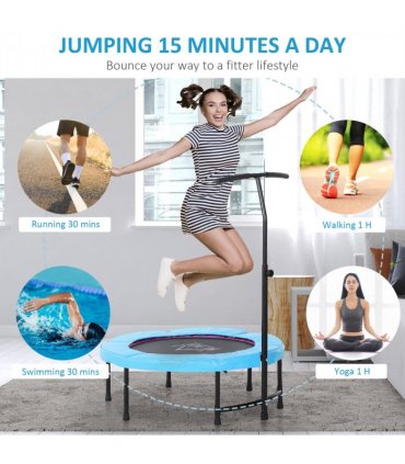 40'' Kids Mini Trampoline, Adult Rebounder Jumper w/ Handle Fitness HOMCOM