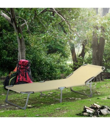 Camping Cot Picnic Sun Lounger Portable Folding Chaise Chair Patio Outsunny