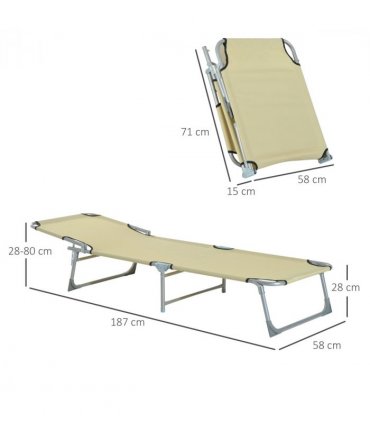 Camping Cot Picnic Sun Lounger Portable Folding Chaise Chair Patio Outsunny