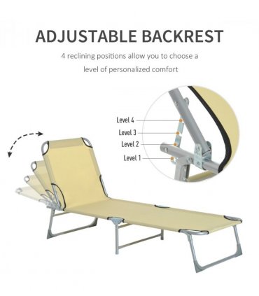 Camping Cot Picnic Sun Lounger Portable Folding Chaise Chair Patio Outsunny