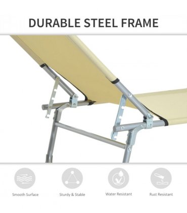 Camping Cot Picnic Sun Lounger Portable Folding Chaise Chair Patio Outsunny