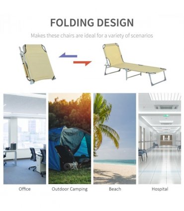 Camping Cot Picnic Sun Lounger Portable Folding Chaise Chair Patio Outsunny