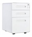 3 Draw Modern Steel Filing Cabinet w/ 4 Wheels Lock Pencil Box White Vinsetto
