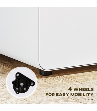 3 Draw Modern Steel Filing Cabinet w/ 4 Wheels Lock Pencil Box White Vinsetto
