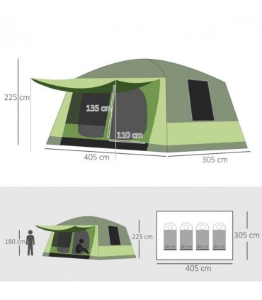 Two Room Dome Tent Camping Shelter w/ Porch and Portable Carry Bag Outsunny