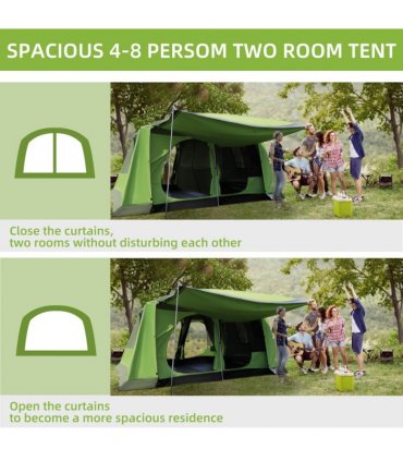 Two Room Dome Tent Camping Shelter w/ Porch and Portable Carry Bag Outsunny