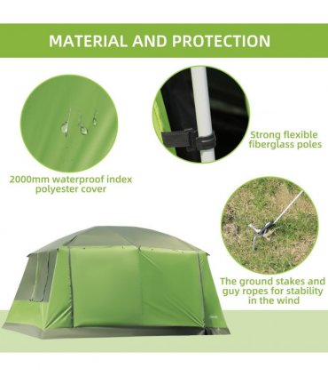 Two Room Dome Tent Camping Shelter w/ Porch and Portable Carry Bag Outsunny