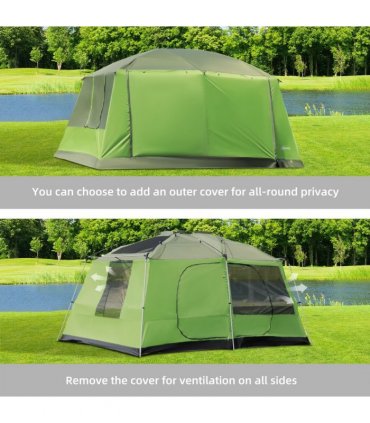 Two Room Dome Tent Camping Shelter w/ Porch and Portable Carry Bag Outsunny
