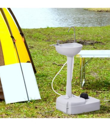 Portable Camping Sink with Towel Holder & Soap Dispenser Hand Wash Outsunny