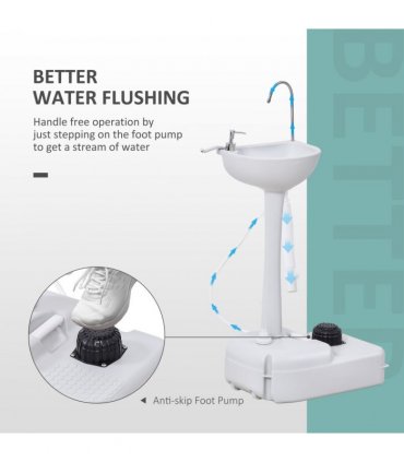 Portable Camping Sink with Towel Holder & Soap Dispenser Hand Wash Outsunny