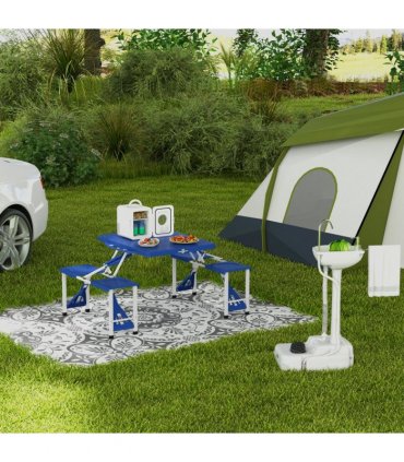 Portable Camping Sink with Towel Holder & Soap Dispenser Hand Wash Outsunny