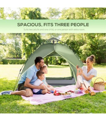 POP-UP TENT: Green 190T Polyester 140H x 210L x 210Wcm Camping Festival Hiking