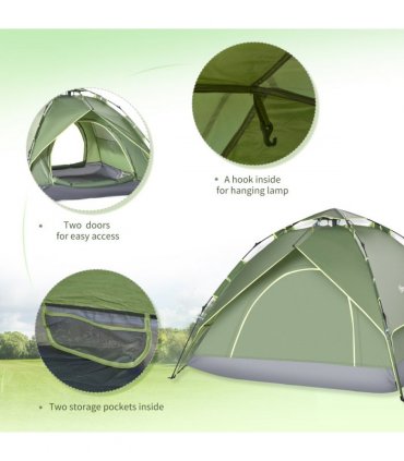 POP-UP TENT: Green 190T Polyester 140H x 210L x 210Wcm Camping Festival Hiking