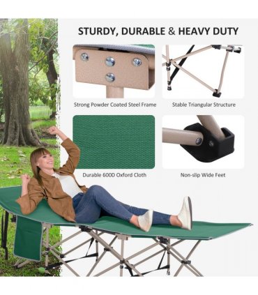 Single Portable Outdoor Military Sleeping Bed Camping Cot Green Outsunny