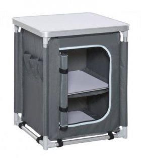 Outdoor 2-shelf Camping Cupboard Kitchen Station Cook Table Aluminum Outsunny