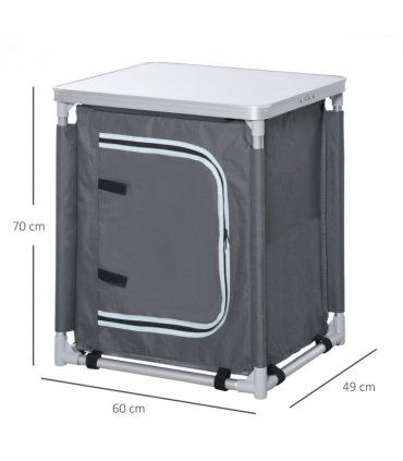 Outdoor 2-shelf Camping Cupboard Kitchen Station Cook Table Aluminum Outsunny