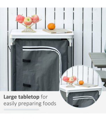 Outdoor 2-shelf Camping Cupboard Kitchen Station Cook Table Aluminum Outsunny