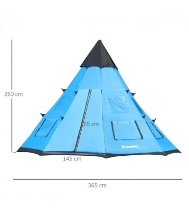 Large Family Party Camping Tent Blue Polyester 2.5H x 3.65L x 3.65Wm 6-7 Person