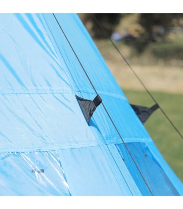 Large Family Party Camping Tent Blue Polyester 2.5H x 3.65L x 3.65Wm 6-7 Person