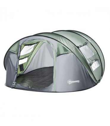 Camping Tent Dome Tent Pop-up Design with 4 Windows for 4-5 Person Outsunny