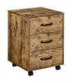 Rolling File Cabinet Brown 40L x 40W x 57Hcm 3 Drawers Under Desk Mobile Storage