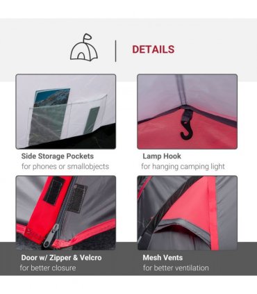3 Man Camping Tent w/ 2 Rooms Porch Vents Rainfly Weather-Resistant Outsunny