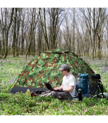 Camping Tent for 2 Person Dome Tent w/ Storage Pocket Multicoloured Outsunny