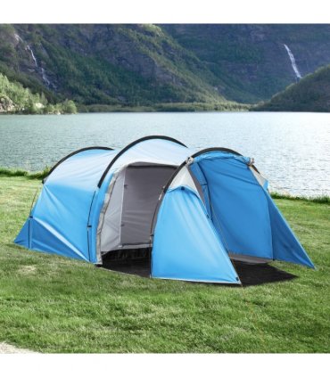 3 Man Camping Tent w/ 2 Rooms Porch Vents Rainfly Weather-Resistant Outsunny