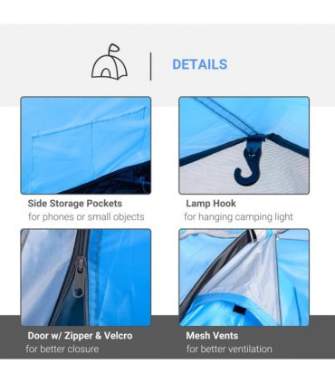 3 Man Camping Tent w/ 2 Rooms Porch Vents Rainfly Weather-Resistant Outsunny